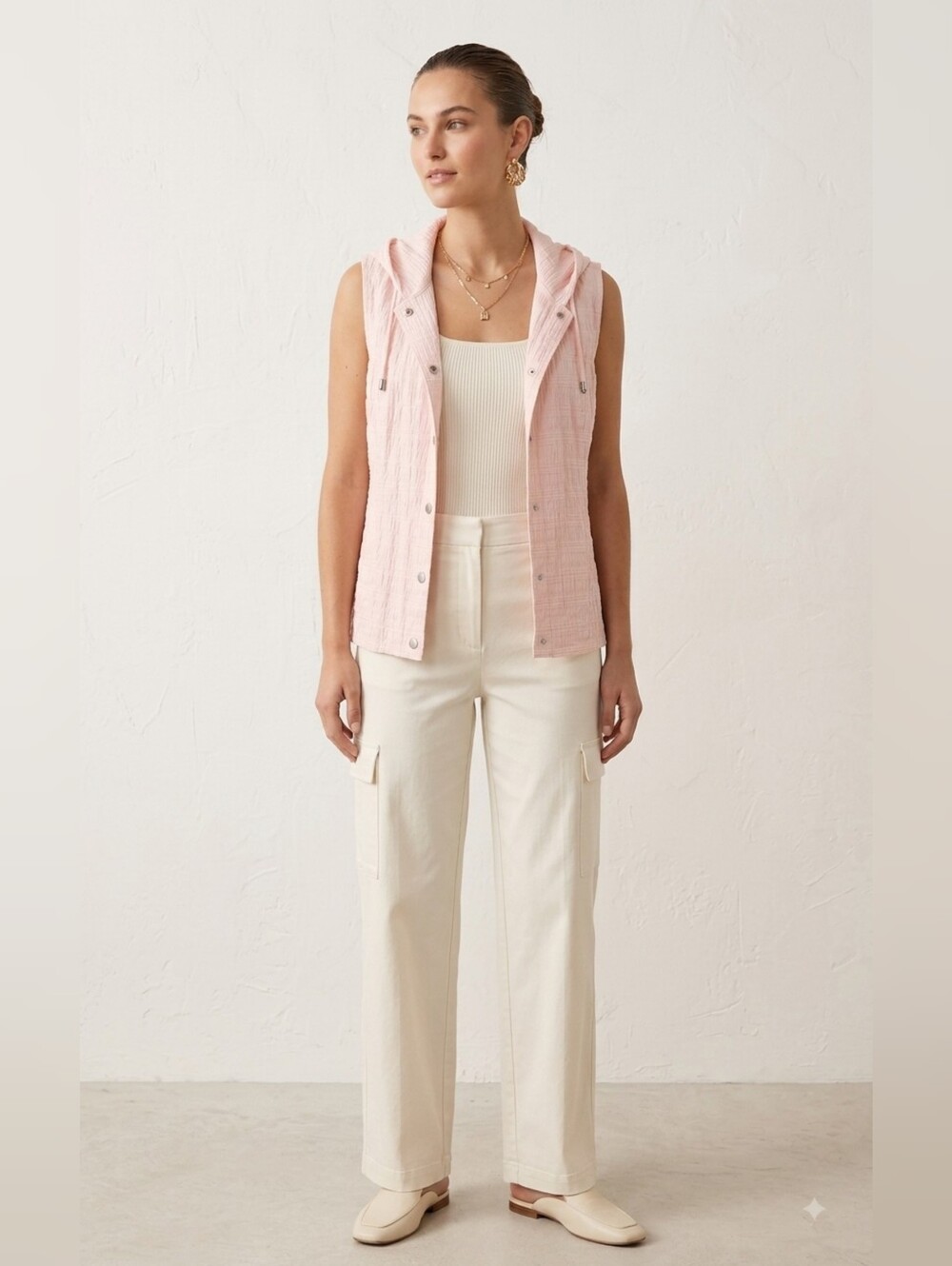 Christopher & Banks Light Pink Sleeveless Hooded Tank Size M